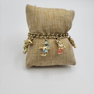 Vintage Gold tone Snow white 7 dwarfs 1960s Walt Disney Charm Bracelet 5.75 in